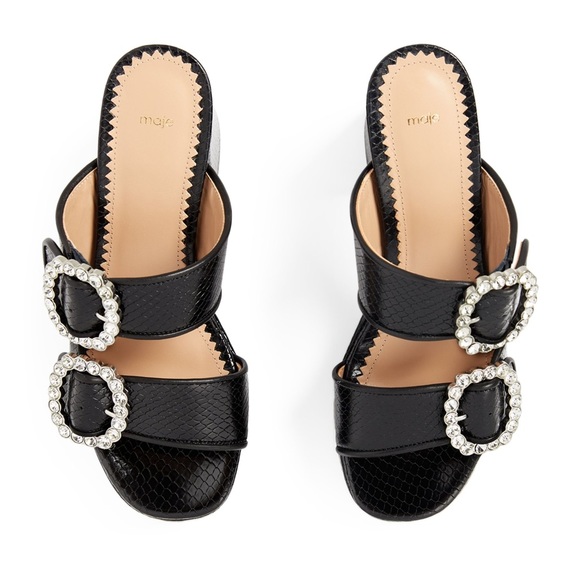 Maje Crystal Buckle Black Platform Heels size 37 - Picture 4 of 9